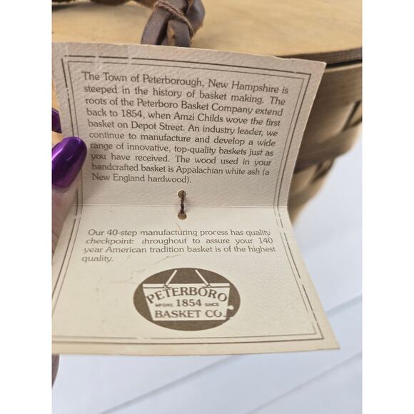 Peterboro Basket Co. Basket with Lid & Handle – Vintage / Decorative - Picture 8 of 12